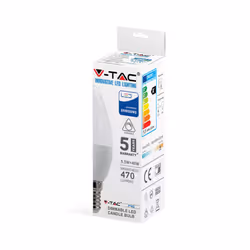 VT-294D 5.5W PLASTIC CANDLE BULB WITH SAMSUNG CHIP COLOUR CODE: 3000K E14 DIMMABLE (859)