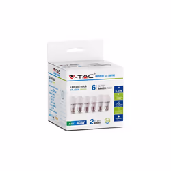 V-Tac 5.5W G45 LED PLASTIC BULB 4000K E27 PACK OF 6