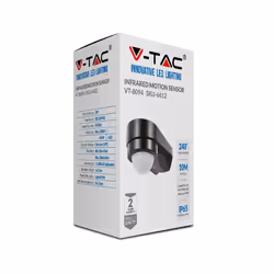 VT-8094 INFRARED MOTION SENSOR-BLACK BODY - IP65 (240 DEG, 10M, CORNER MOUNTABLE)