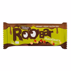 Roobar Chocolate Hazelnut, Black chocolate, 30 g, Hazelnut, 684 kJ, 164 kcal, 12 g