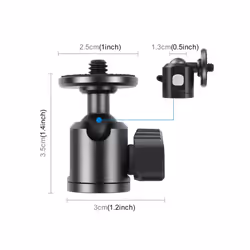 PULUZ 3/8 inch Inner Screw Metal Tripod Ball Head Adapter with Knob Lock(Black)