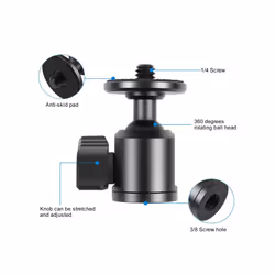 PULUZ 3/8 inch Inner Screw Metal Tripod Ball Head Adapter with Knob Lock(Black)