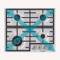 Hisense GM663XB hob Stainless steel Built-in 60 cm Gas 4 zone(s)