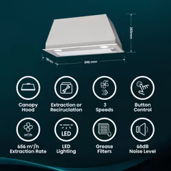 Hisense CH6BI12BXUK cooker hood Built-in Stainless steel B 656 m³/h