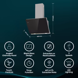 Hisense CH6IN14BXBUK cooker hood Wall-mounted Black A 607 m³/h
