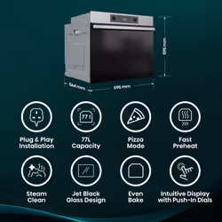 Hisense Hi2 BI622AXPGUK Built In Electric Single Steam, Plug & Play Oven - Stainless Steel/Black - Additional view 5