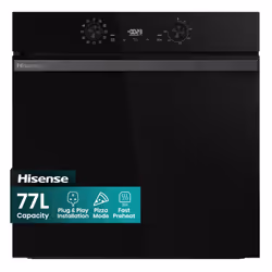 Hisense Hi2 BI622ABPGUK Built In Electric Single Steam, Plug & Play Oven - Jet Black
