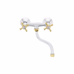 Chrome/Gold Colour 'S' Spout Type Finishing Kitchen Tap Wall Faucet Cross Head