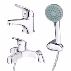 Modern Bathroom Basin Mono Tap & Bath Shower Mixer Taps Set Faucet | Studio