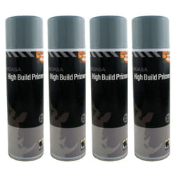 4 x Indasa Dark Grey One Pack High Build Acrylic Based Primer 500ml Aerosol