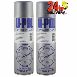 U-Pol Power Can STEEL WHEEL SILVER Paint 500ml x 2 Car Spray Aerosol