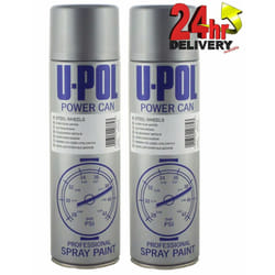 U-Pol Power Can STEEL WHEEL SILVER Paint 500ml x 2 Car Spray Aerosol