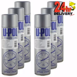 U-Pol Power Can STEEL WHEEL SILVER Paint 500ml x 6 Car Spray Aerosol