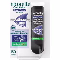 Nicorette QuickMist SmartTrack Mouthspray (1 x 150 Sprays), Freshmint, Quit Vaping or Quit Smoking Aid designed to start redu ...