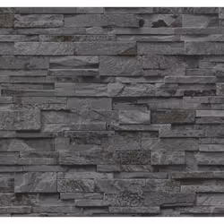 3D Effect Dark Grey Slate Stone Brick Effect Wallpaper Vinyl Washable Erismann