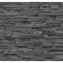 3D Effect Dark Grey Slate Stone Brick Effect Wallpaper Vinyl Washable Erismann