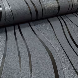Charcoal Grey Black Glitter Textured Wallpaper Vinyl Wave Stripe
