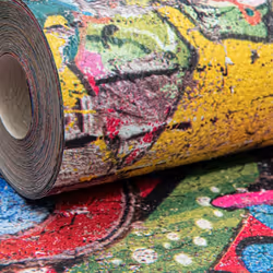 Erismann Rustic Brick Graffiti Multi Red Yellow Textured Wallpaper