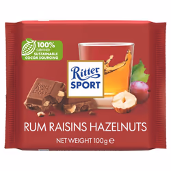 Ritter Sport Rum Raisins Hazelnuts 100g (Pack of 5)