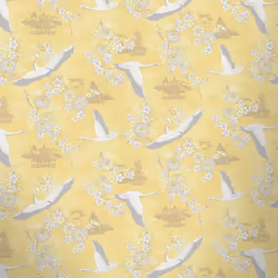 Bird Wallpaper Flower Oriental Floral Metallic Yellow Silver Rasch