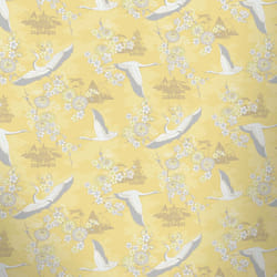 Bird Wallpaper Flower Oriental Floral Metallic Yellow Silver Rasch
