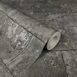 Rasch Charcoal Grey Concrete Brick Wall Distressed Stone Metallic Wallpaper