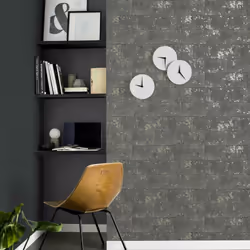 Rasch Charcoal Grey Concrete Brick Wall Distressed Stone Metallic Wallpaper