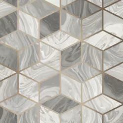 Rasch Marble Squares Wallpaper Geometric 3D Diamond Cubes Metallic Geo Squares Grey 248975
