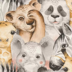 Rasch Jungle Animal Faces Kids Nursery Wallpaper - 252521 Multi Colour