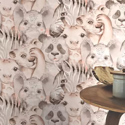 Rasch Jungle Animal Faces Kids Nursery Wallpaper - 252538 Neutral