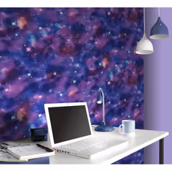 Space Wallpaper Cosmic Planets Glitter Stars Abstract Modern Purple Rasch