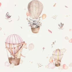 Rasch Kids Hot Air Balloon Animal Print Pink Wallpaper Textured