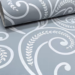 Charcoal Grey Silver Textured Metallic Swirl Paisley Shimmer Wallpaper
