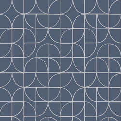 Rasch Geometric Curves Blue Silver Metallic Glitter Textured Vinyl Wallpaper