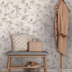Rasch Silver Birch Tree Leaves Metallic Wallpaper - Natural Silver 311402