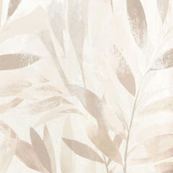 Fiji Leaves Motif Tropical Leaf Metallic Wallpaper - Natural Beige 311624
