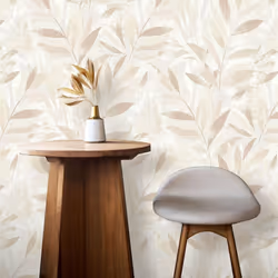 Fiji Leaves Motif Tropical Leaf Metallic Wallpaper - Natural Beige 311624
