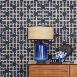 Rasch Kimono Graphic Blue Wallpaper