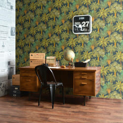 Rasch Jungle Trees Navy Green Wallpaper Textured Modern Vinyl