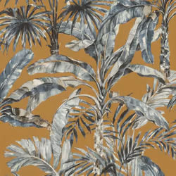 Rasch Tropical Banana Palm Leaves Wallpaper Jungle Vinyl Blue Brown