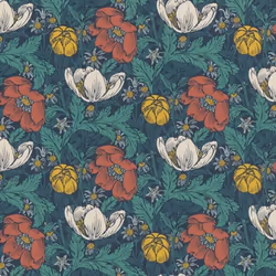 Rasch Floral Flower Red Teal Green Luxury Paste The Wall Wallpaper