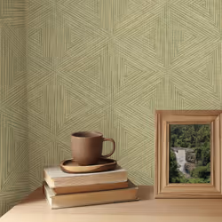 Boho Geometric Textured Wallpaper Rasch - Green