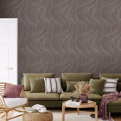 Opulenza Wave Wallpaper Metallic Rasch - Plum/Copper
