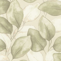 Opulenza Leaf Vinyl Wallpaper Rasch - Sage Green