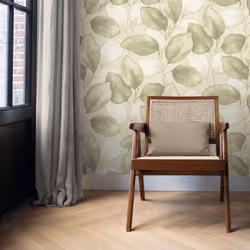 Opulenza Leaf Vinyl Wallpaper Rasch - Sage Green