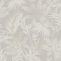 Rasch Kalahari Palm Tree Leaf Wallpaper Tropical Grey White 704129