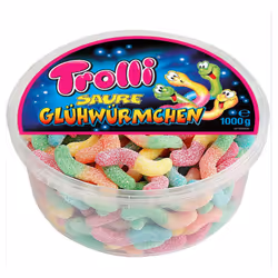 Trolli Sour Glowworms Fruit Sour Sweet Party 1kg Tub