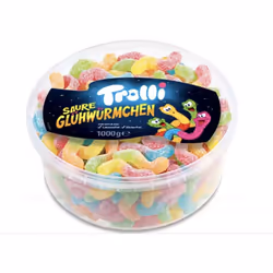 Trolli Sour Glowworms Fruit Sour Sweet Party 1kg Tub