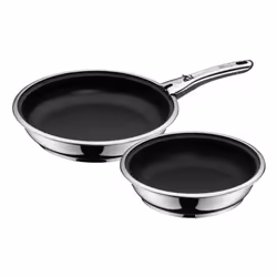 WMF Click&Serve Fry Pan 3-Piece Value Set, Round, All-purpose pan, Black, Stainless steel, 250 °C, Stainless steel, Stainless ...