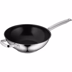WMF 0748486021, Round, Wok/Stir-Fry pan, Black, Stainless steel, Ceramic, 400 °C, Stainless steel